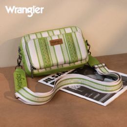 4 Pieces Wrangler Stripe Printed Crossbody Purse With Wallet Compartment - Green - Draw String & Sling Packs
