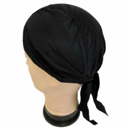 12 pieces Solid Color Skull Caps - Black - Bandanas