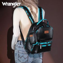 12 pieces of Cow Print Trimmed Wrangler Backpack With Coin Pouch - Turquoise