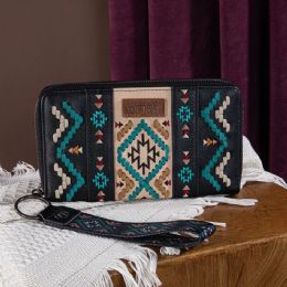 12 pieces Wrangler Aztec Embroidered Whipstitch Wristlet - Leather Purses and Handbags