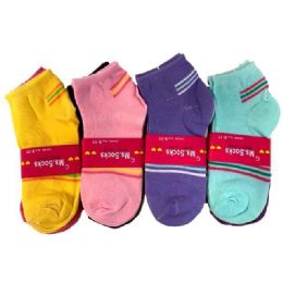 12 pieces Woman/girl's Socks - Three Stripes - Girls Ankle Sock