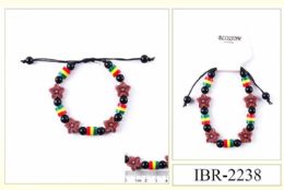 12 pieces Rasta Color & Flower Beaded Bracelets - Bracelets