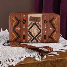 12 pieces Wrangler Aztec Embroidered Whipstitch Wristlet - Leather Purses and Handbags