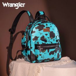 12 pieces of Wrangler Cow Print Backpack With Coin Pouch - Turquoise