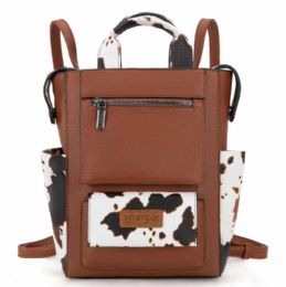 12 pieces of Wrangler Cow Print Convertible Backpack - Brown