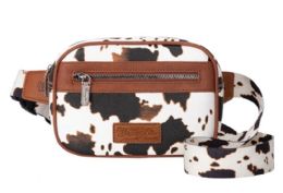 12 pieces Wrangler Cow Print Belt Bag - Brown - Fanny Pack
