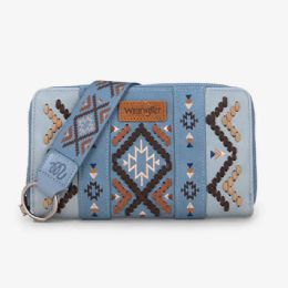 12 pieces Wrangler Aztec Embroidered Whipstitch Wristlet - Leather Purses and Handbags