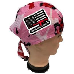 12 pieces "come And Take It" Pink Camo Skull Caps - Bandanas