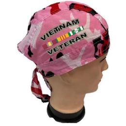 12 pieces Vietnam Veteran Pink Camo Skull Caps - Bandanas