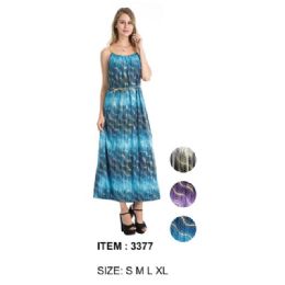 12 pieces of Gold Stripe & Belt Long Maxi Dresses - Assorted