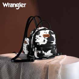 12 pieces of Wrangler Cow Print Mini Backpack With Coin Pouch - Black