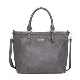 12 pieces Montana West Women's Large Tote Bag With Adjustable Strap - Gray - Tote Bags & Slings
