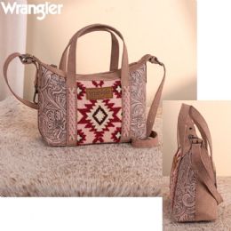 12 pieces Wrangler Tooled Aztec Pattern Print Tote/crossbody - Dark Pink - Tote Bags & Slings