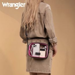 12 pieces Wrangler Clear Crossbody Stadium Bag - Black & Hot Pink - Handbags
