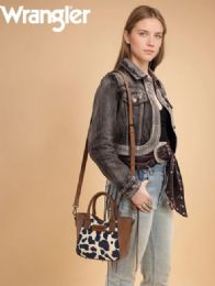 12 pieces Wrangler AlL-Over Cow Print Mini Tote BaG - Brown - Tote Bags & Slings