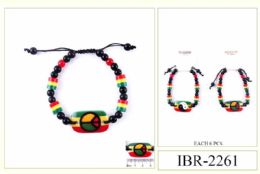 12 pieces Rasta Color Peace & Yin Yang Centerpiece Bracelets - Bracelets