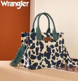 12 pieces Wrangler Cow Print Concealed Carry Tote/crossbody -Dark Turquoise - Tote Bags & Slings
