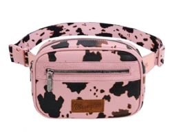 12 pieces Wrangler Cow Print Belt Bag - Pink - Fanny Pack