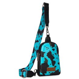 12 pieces Wrangler Cow Print Crossbody Sling Bag - Turquoise - Handbags