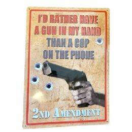 10 pieces Pistol & Bullet Holes Retro Tin Signs - Sign