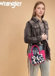 12 pieces Wrangler AlL-Over Cow Print Mini Tote BaG-Hot Pink - Tote Bags & Slings