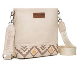 12 pieces Wrangler Aztec Print Crossbody Bag -Tan - Handbags