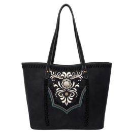 12 pieces Montana West Embossed Collection Concealed Carry Tote - Black - Tote Bags & Slings