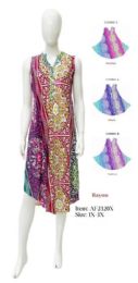 12 pieces of Plus Size Rayon Umbrella Dresses With Front Placket - Assorted