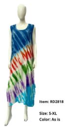 12 pieces of Colorful Rayon Tie Dye Dresses With Front Pockets