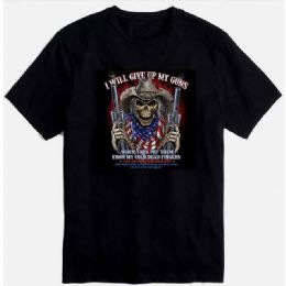 12 pieces Usa Skull Cowboy T-Shirts - Black Xxl - Patriotic Tees