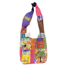 5 pieces Handmade RazoR-Cut Patchwork Hobo Bags With Two Front Pockets - Tree Of Life & Frog Theme - Handbags