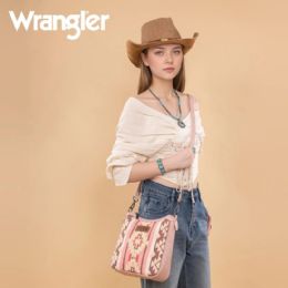 12 pieces Wrangler Sherpa Aztec Canvas Crossbody - Dark Pink - Handbags