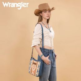 12 pieces Wrangler Sherpa Aztec Canvas Crossbody - Jean - Handbags