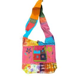 5 pieces Handmade RazoR-Cut Patchwork Hobo Bags With Large Front Pocket - Embroidered Flower Theme - Handbags