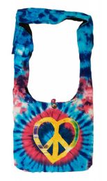 5 pieces Nepal Handmade Cotton/hemp Hobo Bags - Tie Dye Peace Sign - Handbags