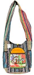 5 pieces Nepal Handmade Cotton/hemp Hobo Bags With Side Pockets - Tie Dye Mushroom - Handbags