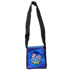 5 pieces Silk Embroidered Mini Sling Bags - Vibrant Mushroom Theme - Tote Bags & Slings