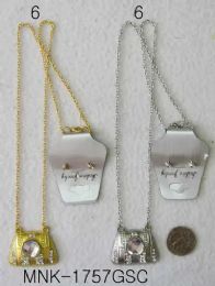 96 pieces PursE-Shaped Necklace & Earring Sets - Gold & Silver - Leather Purses and Handbags