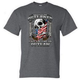 12 pieces "when Guns Are Outlawed - I Will Become An Outlaw" T-Shirts - Gray Xxl - Retro Tees
