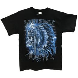 12 pieces Black T Shirt Legendary Brave Native Indian Assorted Plus Size - Retro Tees