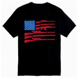 12 pieces Usa Gun Flag T-Shirts - Black Xxl - Patriotic Tees
