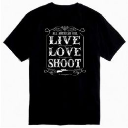 12 pieces "live Love Shoot" T-Shirts - Black M/l/xl - Patriotic Tees