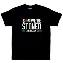 12 pieces Sorry We Are Stoned Black Shirts - Retro Tees
