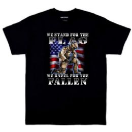 12 pieces Stand For Flag Kneel For Fallen Black T-Shirts Xxl - Patriotic Tees