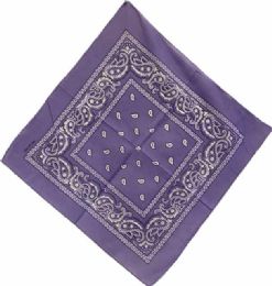 12 pieces Lavender Paisley Fabric Bandanas - Bandanas