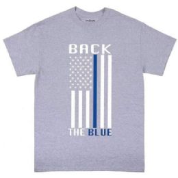 12 pieces Sports Grey Color T-Shirt Back The Blue Line Police - Patriotic Tees