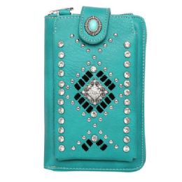 12 pieces Montana West American Bling Southwestern Collection Crossbody Wallet Purse - Turquoise - Shoulder Bags & Messenger Bags