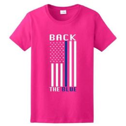 6 pieces Pink Color T-Shirt Back The Blue Line Police Xxl - Patriotic Tees