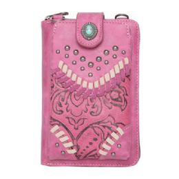 12 pieces Montana West American Bling Embossed Crossbody Wallet Purse - Pink - Shoulder Bags & Messenger Bags