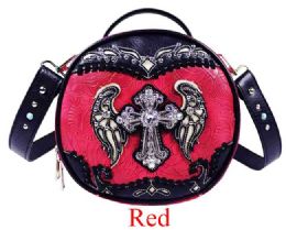 12 pieces Round Crossbody Bag Rhinestone Studded Angle Wing Design - Shoulder Bags & Messenger Bags